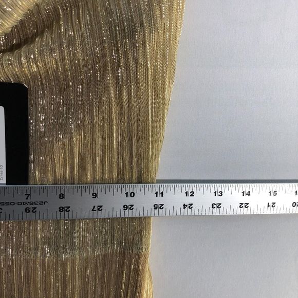 NWT PrettyLittleThing US 6 UK 10 Shape Pleated Gold Plisse Cowl Neck Midi Dress - Picture 11 of 12